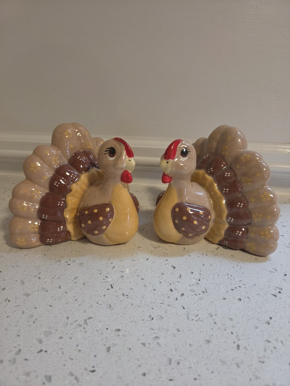 80s Ceramic Painted Quilted Turkeys
